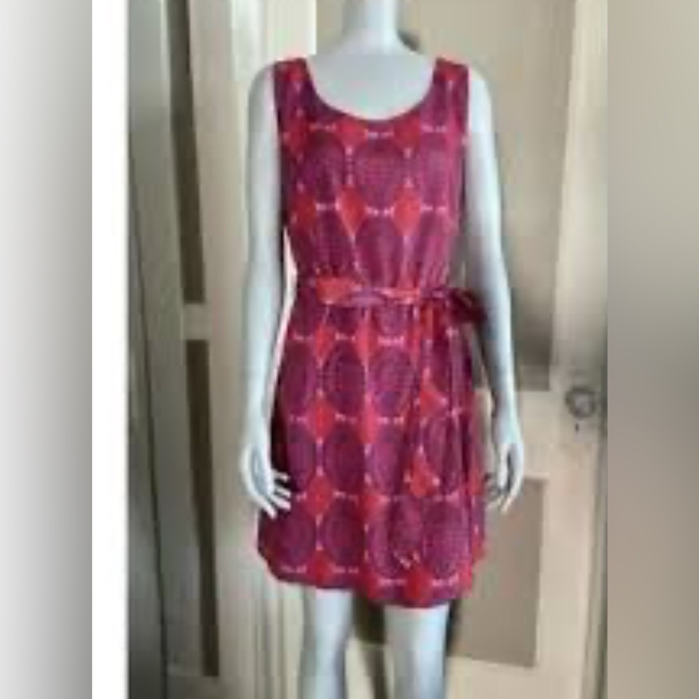 GAP Pink Mini Dress with gray, orange and white accents- cute back!